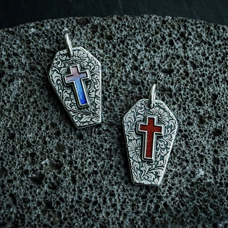 Original Independent Vintage Handmade 99 Sterling Silver Enamel Cross Charm Necklace Solid Silver Pendant Jewelry For Silver Jewelry Lovers