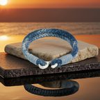 Handmade Indigo Dyed Cotton Linen Woven S Hook Bracelet Vintage Pure Silver Unisex Couple Bangle Fashion Brand Jewelry Perfect Holiday Birthday Gift for Men and Women