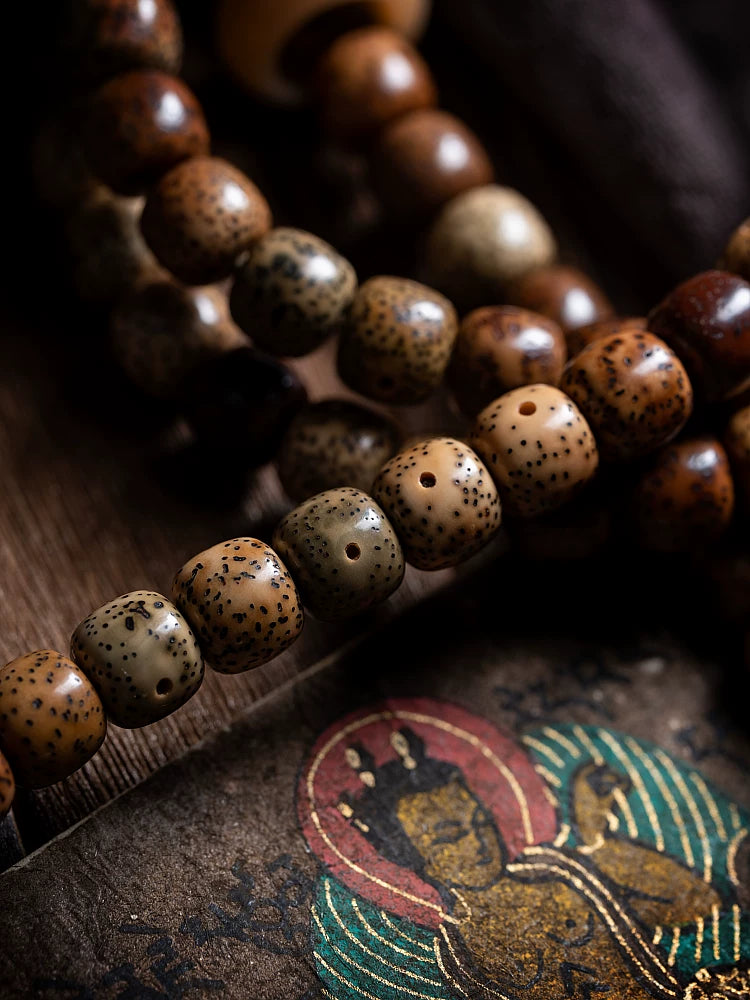 108 Beads Vintage Aged Star Moon Bodhi Seed Mala Prayer Beads Bracelet Aged Chen Seed Xingyue Bodhi Hand String Jewelry Accessory For Meditation Prayer Jewelry