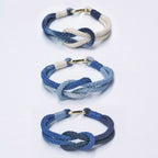 Hand Woven Cotton Linen Indigo Bracelet Set Natural Indigo Plant Dyed Retro Style Couple Bracelets Unisex Trendy Woven Cuff Bracelet Jewelry For Men And Women