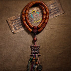 Tibetan Style Natural Old Material Yak Bone 108 Beads Prayer Mala For Men Women Yak Bone Bracelet Necklace With Scripture Buckle Handmade Tibetan Jewelry