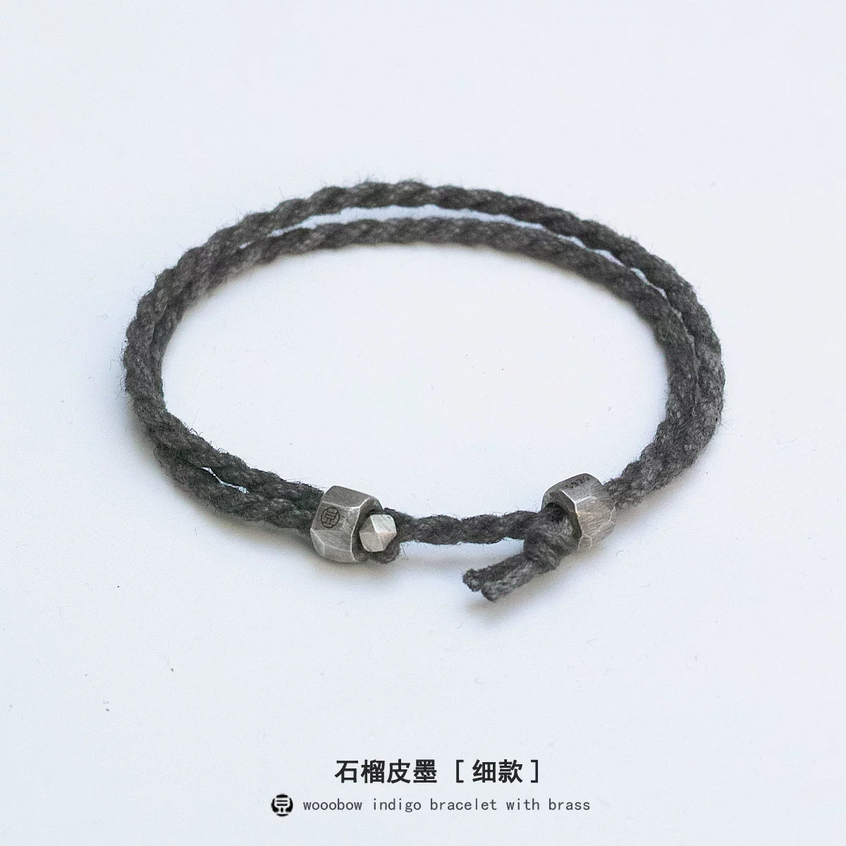 Handmade Original Pure Silver Buckle Double Wrap Indigo Dyed Cotton Linen Adjustable Bracelet Unisex One Size Fits All Natural Plant Indigo Woven Double Layer Wrist Bangle