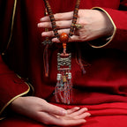 108 Beads Tibetan Style Natural Old Material Yak Bone Prayer Beads Bracelet Gada Scripture Buckle Hand String Tibetan Buddhism Necklace