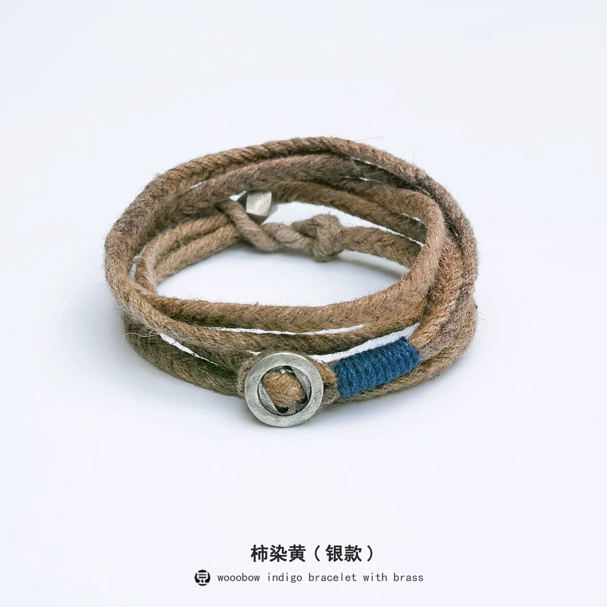 Original Handmade Indigo Dyed Cotton Linen Five Strand Braid Bracelet with Solid Silver Buckle Unisex Couple Wristband Hand Strap for Daily Wear Matching Gift for Lover