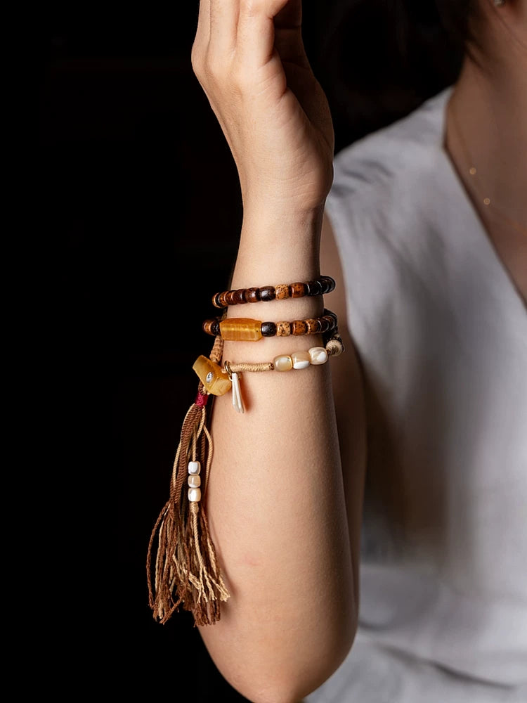 Original Tibetan Style Design Old Material Xingyue Bodhi Seed Aged Seed Buddha Beads Bracelet Unisex Accessory Wristband for Daily Wear Meditation Jewelry Gift