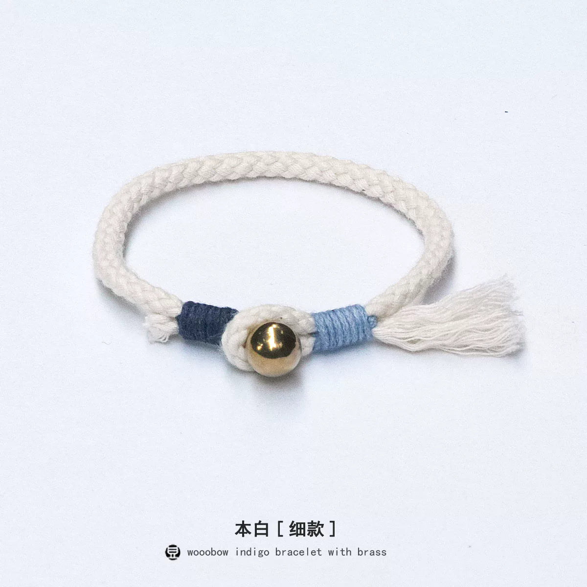 Handmade Indigo Dyed Beaded Buckle Cotton Linen Cord Bracelet with Pure Silver Accent Natural Plant Dye Unisex Couple Bangle Trendy Jewelry Perfect Holiday Birthday Gift for Men and Women