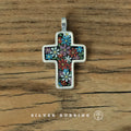 Handmade Original Floral Cross Pendant 999 Pure Silver Necklace Hand Painted Enamel Unique Niche Handcrafted Jewelry For Women