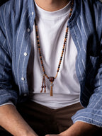 Tibetan Original Design 108 Beads Aged Star-Moon Bodhi Mala Beads Bracelet Handcrafted Buddhist Prayer Rosary Wrist Mala For Meditation Hand Play Jewelry Accessory