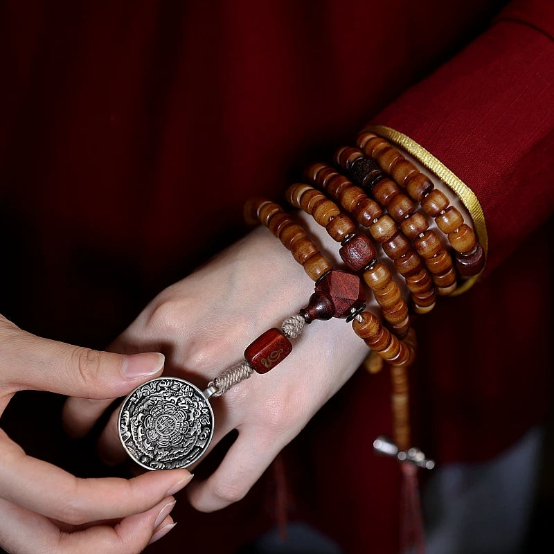 Original Design Tibetan Natural Old Material Yak Bone 108 Beads Mala Prayer Beads Bracelet For Men Traditional Tibetan Style Hand String For Women Meditation Yoga Jewelry
