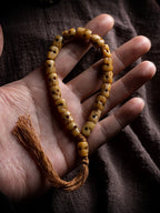 Håndskåret Citipati Kranie Perle Mala Armbånd Med Kvast Naturlig Aldret Yakben Vintage Tibetansk Buddhistisk Bedearmbånd Håndleds Mala Autentisk Håndlavet Beskyttelses Amulet Armbånd