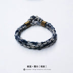 Handmade Two Layer One Size Blue Indigo Dyed Cotton Linen Woven Vintage Doudengmuwa Bracelet Boho Style Couple Woven Bangle For Men And Women Daily Wear