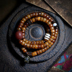 Tibet Naturlige Gamle Yak Knogle Perler Bøn Mala Armbånd Håndlavet Tibetansk Stil Dobbeltlags Yak Knogle Armbånd til Mænd og Kvinder Par Spirituel Meditation Smykker