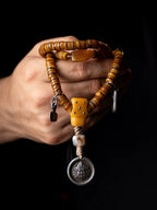 Original Handmade 108 Beads Tibetan Mala Little Gaga Prayer Beads Old Yak Bone Mala Bracelet Tibetan Style Meditation Winding Bracelet for Tibetan Buddhist Nurturing Play