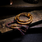 108 Perler Lille Størrelse Gammelt Materiale Autentisk Tibetansk Naturlig Yakben Mala Bedearmbånd Håndlavet Tibetansk Stil Yakben Buddhistisk Rosenkrans Armbånd