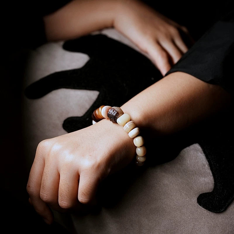 Original Design Natural Yak Bone Camel Bone Multi Treasure Tibetan Buddha Bead Bone Bracelet For Men Tibetan Style Unisex Couple Mixed Matching Wrist Bracelet