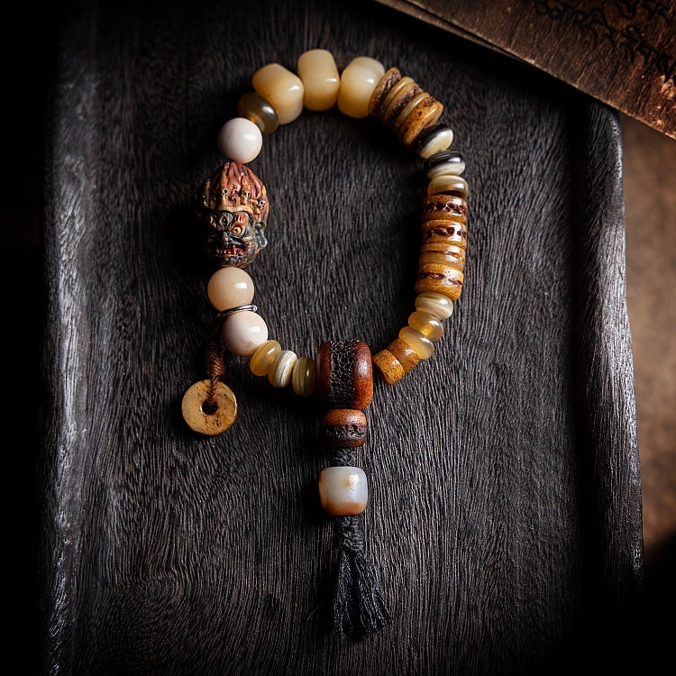 Handmade Original Design Natural Yak Bone Camel Bone Duobao Bone Bracelet Authentic Tibetan Style Prayer Bead String Bracelet For Spiritual Meditation