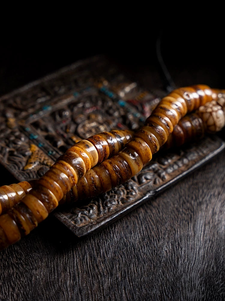 Original Håndlavede Tibetanske Smykker 108 Perler Gammelt Materiale Yak Ben Mala Bedekrans Armbånd Vintage Tibetansk Meditationsarmbånd Til Åndelig Praksis