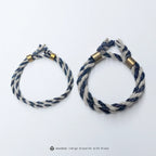 Handmade Two Layer One Size Blue Indigo Dyed Cotton Linen Woven Vintage Doudengmuwa Bracelet Boho Style Couple Woven Bangle For Men And Women Daily Wear
