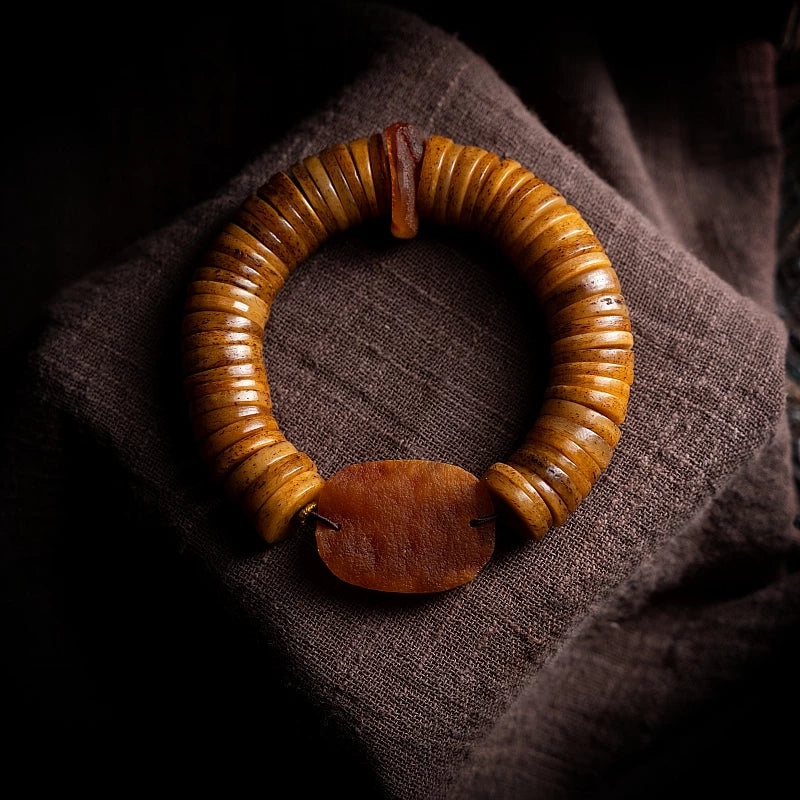 Natural Old Yak Bone Tibetan Spiritual Mala Beads Bracelet One Picture One Item Tibetan Bone Polished Gaha Single Strand Bracelet
