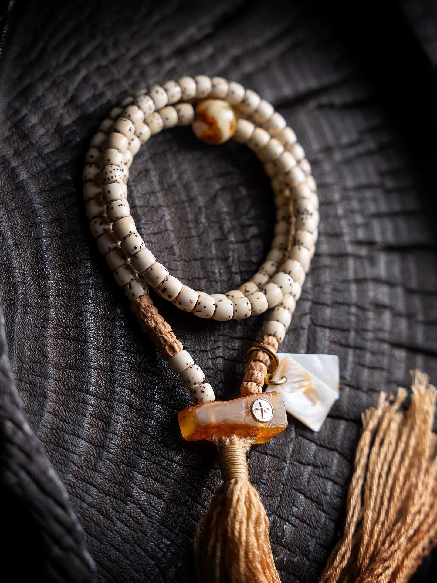Original Design Large Blank Area Star-Moon Bodhi Beads Bracelet 108 Beads Tibetan Style Rosary Mala Beaded Bracelet for Women