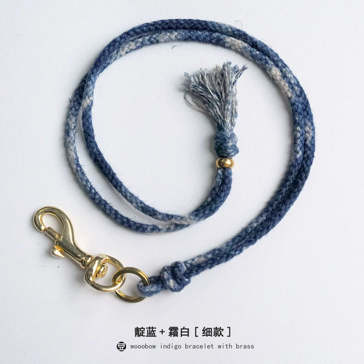 Hand Woven Cotton Linen Indigo Dyed Khaki Neck Lanyard Necklace For Phone ID Badge Key Vintage Casual Trendy Gift For Men Women Crafted Boho Style Neck Strap Hanging Chain