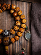 Tibet naturlig yakknogle mala-perlearmbånd vintage håndskåret kranium Mahakala flerlags armbånd håndlavede tibetanske etniske meditationsbedeperler smykker til mænd og kvinder
