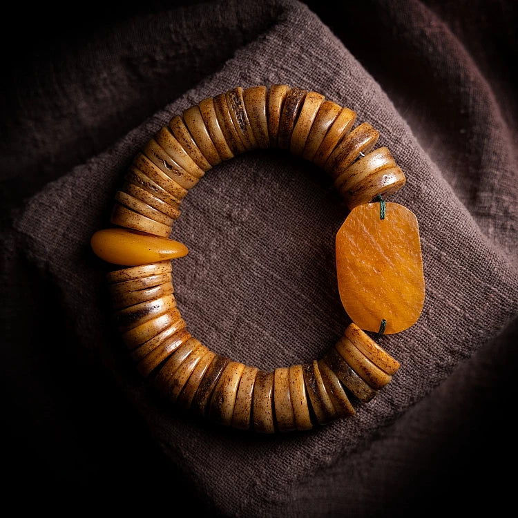 Natural Old Yak Bone Tibetan Spiritual Mala Beads Bracelet One Picture One Item Tibetan Bone Polished Gaha Single Strand Bracelet