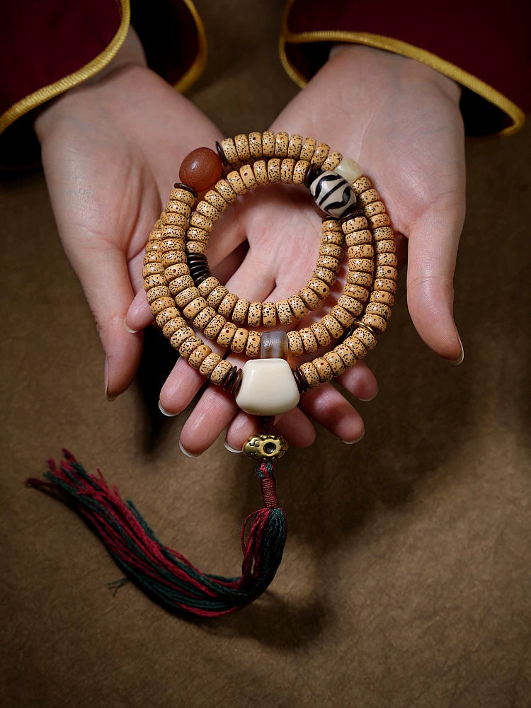 Original Tibetan Style 108 Beads Natural Star-Moon Bodhi Mala Prayer Beads Bracelet Necklace Unisex Hand String For Meditation Jewelry