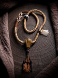 Original Design Hand Woven Tibetan Style Braided Rope 108 Beads Double Strand Bracelet Natural Aged Star-Moon Bodhi Seed Buddhist Mala Prayer Beads Wrist Bracelet