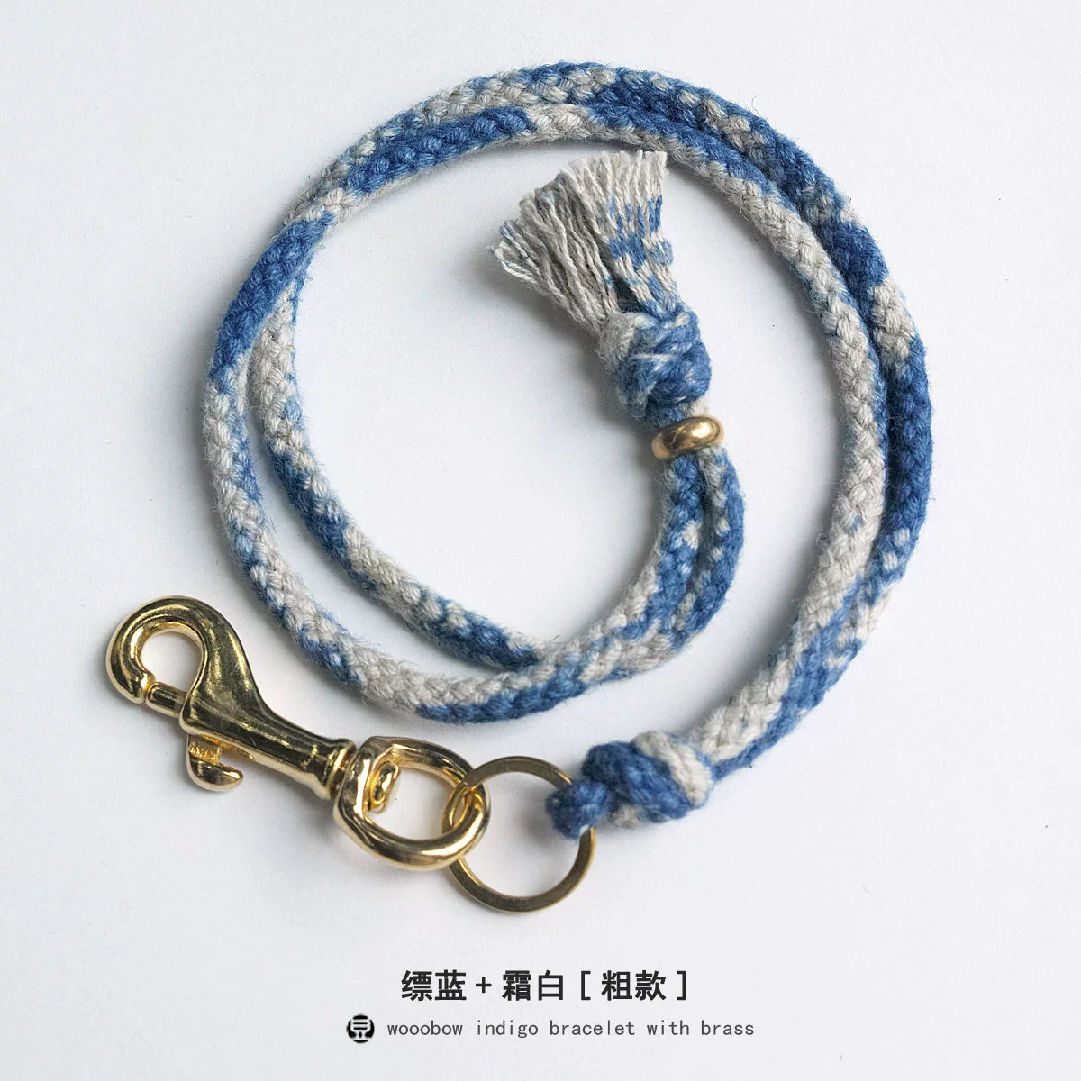 Hand Woven Cotton Linen Indigo Dyed Khaki Neck Lanyard Necklace For Phone ID Badge Key Vintage Casual Trendy Gift For Men Women Crafted Boho Style Neck Strap Hanging Chain