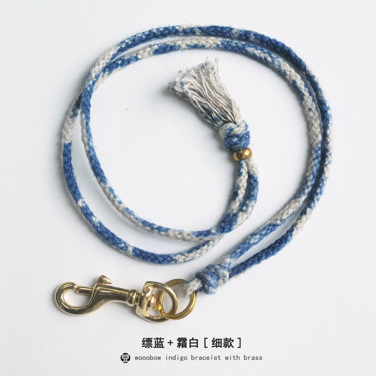 Hand Woven Cotton Linen Indigo Dyed Khaki Neck Lanyard Necklace For Phone ID Badge Key Vintage Casual Trendy Gift For Men Women Crafted Boho Style Neck Strap Hanging Chain