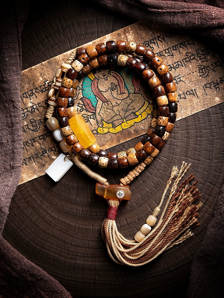 Original Tibetan Style Design Old Material Xingyue Bodhi Seed Aged Seed Buddha Beads Bracelet Unisex Accessory Wristband for Daily Wear Meditation Jewelry Gift