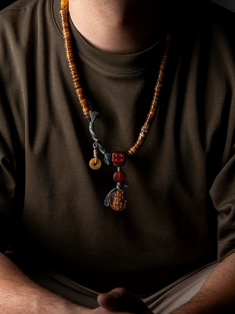 Original Håndlavede Tibetanske Smykker 108 Perler Gammelt Materiale Yak Ben Mala Bedekrans Armbånd Vintage Tibetansk Meditationsarmbånd Til Åndelig Praksis