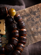 Inherited Collection Hand Carved Natural Old Material Tibetan Yak Bone Mala Bracelet Double Layered Rare Niche Yak Bone Prayer Beads Wrist Bracelet for Men