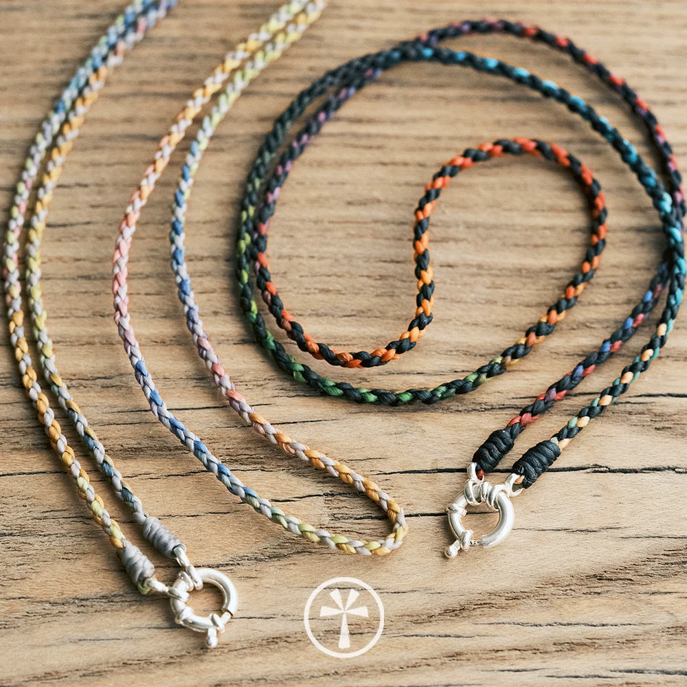 Handmade Original Independent Sterling Silver Charm Necklace Summer Woven Wax Cord Necklace for Women Fashion Silver Jewelry from Jewelry Store