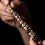 Natural Star-Moon Bodhi Seed Bodhi Prayer Beads Bracelet Waxy Jade Texture Non phase Stone Material Tibetan Style Tassel Handheld Mala Rosary Wrist Bracelet For Meditation Buddhist Prayer Jewelry