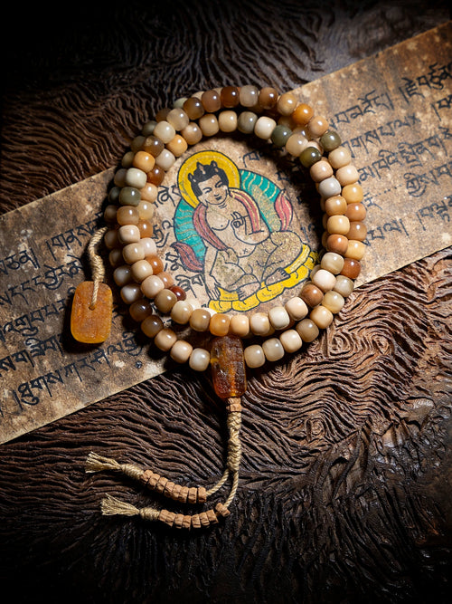 108 Beads Jadeified Dragon Spine Bodhi Mala Beads Multi Treasure Hand String Buddhist Prayer Rosary For Meditation Yoga Spiritual Practice Handmade Ethnic Style Jewelry