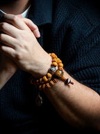 Tibet naturlig yakknogle mala-perlearmbånd vintage håndskåret kranium Mahakala flerlags armbånd håndlavede tibetanske etniske meditationsbedeperler smykker til mænd og kvinder