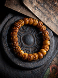 Natural Tibetan Yak Bone Mala Bracelet Single Strand Skeleton Citipatti Handmade Beaded Wristband Tibetan Style Buddhist Meditation Jewelry for Men and Women Spiritual Yoga Accessories