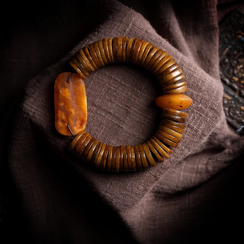 Natural Old Yak Bone Tibetan Spiritual Mala Beads Bracelet One Picture One Item Tibetan Bone Polished Gaha Single Strand Bracelet