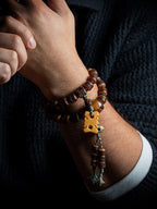 Inherited Collection Hand Carved Natural Old Material Tibetan Yak Bone Mala Bracelet Double Layered Rare Niche Yak Bone Prayer Beads Wrist Bracelet for Men