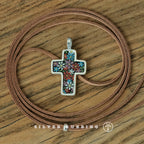 Handmade Original Floral Cross Pendant 999 Pure Silver Necklace Hand Painted Enamel Unique Niche Handcrafted Jewelry For Women