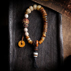 Handmade Original Design Natural Yak Bone Camel Bone Duobao Bone Bracelet Authentic Tibetan Style Prayer Bead String Bracelet For Spiritual Meditation