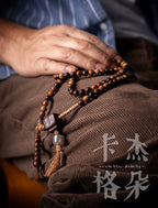 Tibetan Original Design 108 Beads Aged Star-Moon Bodhi Mala Beads Bracelet Handcrafted Buddhist Prayer Rosary Wrist Mala For Meditation Hand Play Jewelry Accessory