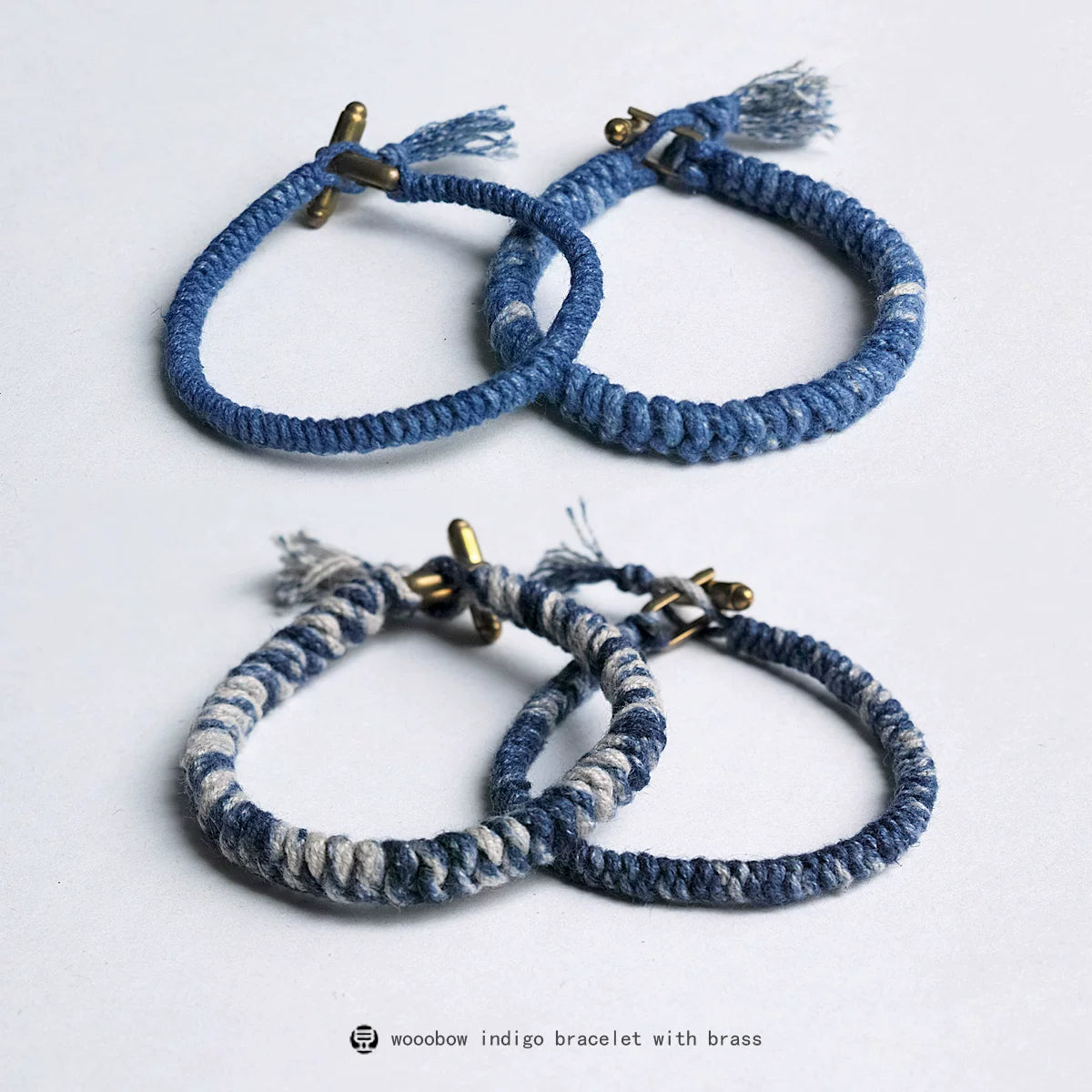 Handmade Braided Diamond Knot Cotton Linen Indigo Dyed Bracelet With Brass T Clasp Unisex Couple Woven Bangle Trendy Fashion Jewelry Gift For Men And Women