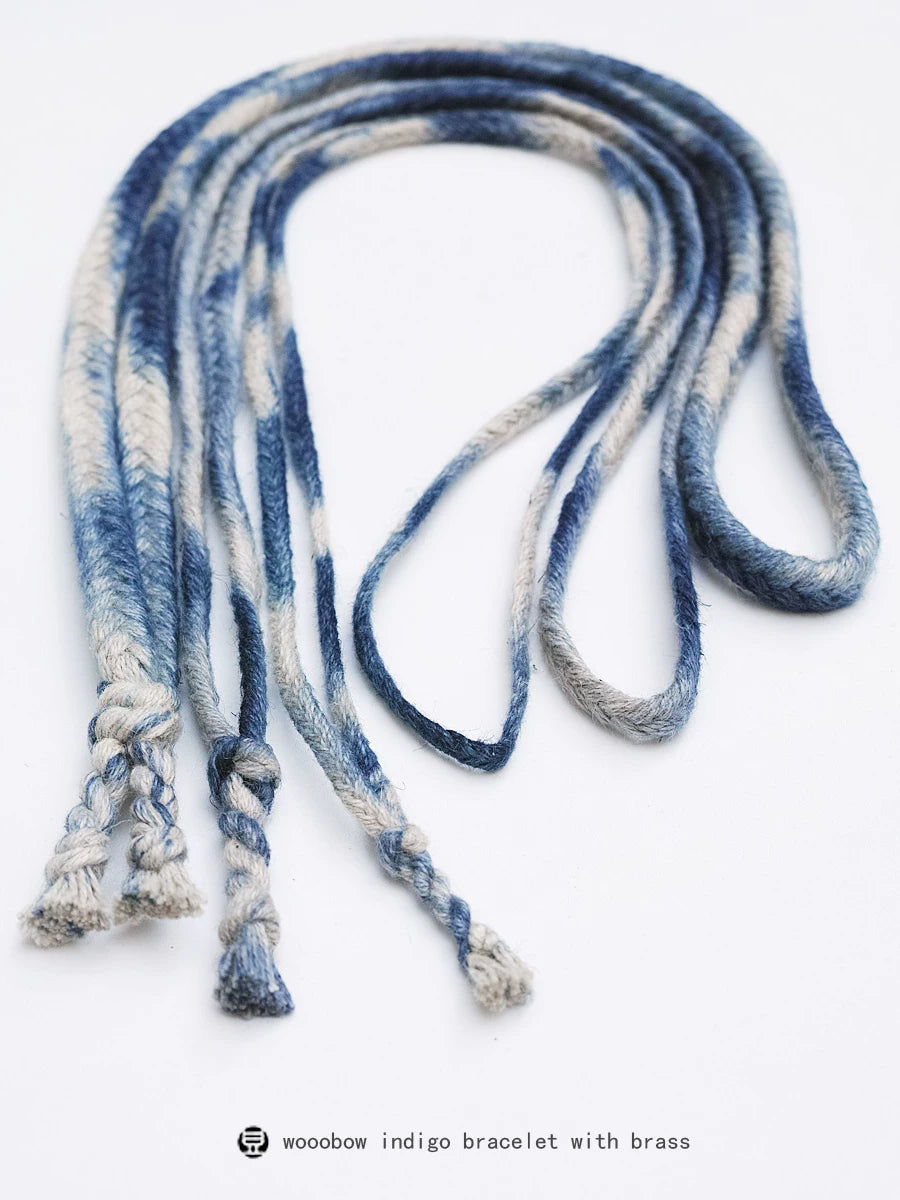 Handmade Plant Dyed Cotton Linen Five Strand Braid Pull Over Necklace Original Design Unisex Sweater Chain Bohemian Style Daily Wear Neck Rope For Men And Women