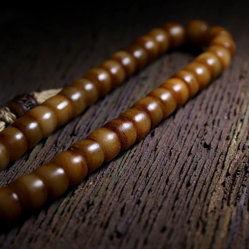 Authentic Old Material Natural Tibet Yak Bone Prayer Beads Bracelet For Men And Women Traditional Ethnic Hand Carved Wenwan Bracelet Prayer Beads Handheld Mala Necklace