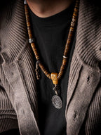 Original Handmade Tibetan Style Vintage Yak Bone 108 Mala Prayer Beads Bracelet Reproduced Antique Spirit Yak Bone Winding Play Beaded Rosary Wrist Mala
