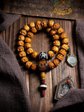 Tibet naturlig yakknogle mala-perlearmbånd vintage håndskåret kranium Mahakala flerlags armbånd håndlavede tibetanske etniske meditationsbedeperler smykker til mænd og kvinder