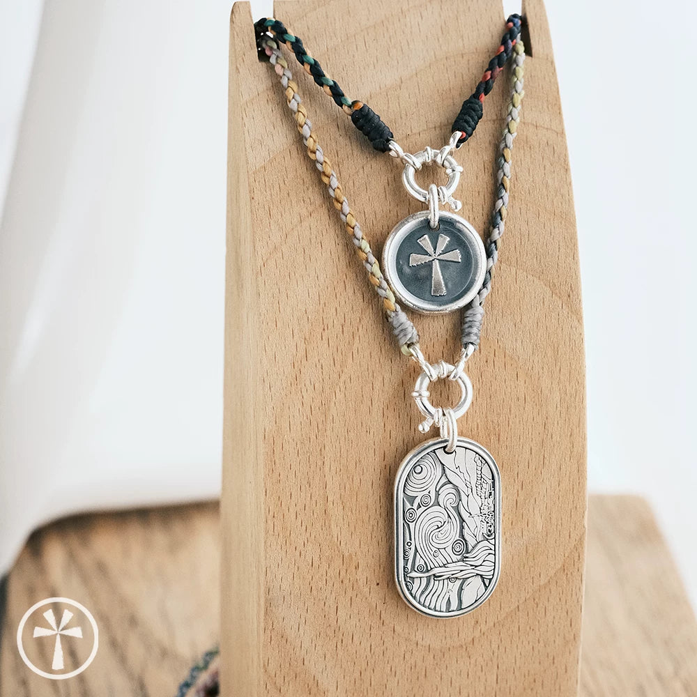 Handmade Original Independent Sterling Silver Charm Necklace Summer Woven Wax Cord Necklace for Women Fashion Silver Jewelry from Jewelry Store